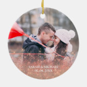 Falsche Rose Gold Glitter Mr. & Mrs. custom foto Keramik Ornament (Hinten)