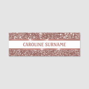 Falsche Rose-Gold-Glitter-Textur-Optik & Benutzerd Namensschild