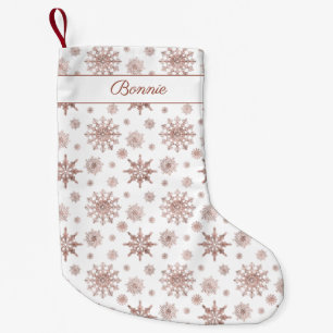 Falsche Rosen-Gold-Farbe aussehende Schneeflocken Kleiner Weihnachtsstrumpf