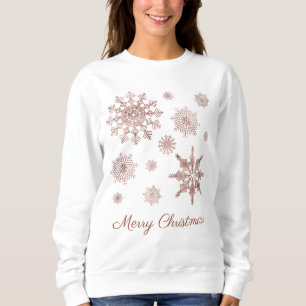 Falsche Rosen-Gold-Farbige Schneeflocken & Text Sweatshirt
