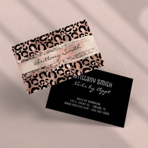 Falsche Rosen-Goldfolie Leopard Blush Pinselstrich Visitenkarte