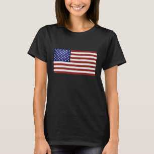 Falsche Rot-Weiß-Blau-Leder-USA-Flagge T-Shirt