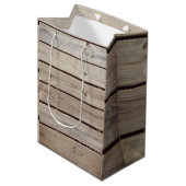 Falsche rustikale Holzplanken Mittlere Geschenktüte (Vorderseite Schrägansicht)