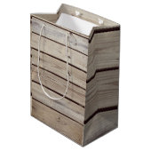 Falsche rustikale Holzplanken Mittlere Geschenktüte (Rückseite Schrägansicht)