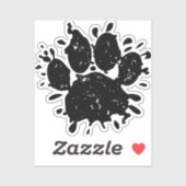 Falsche Schwarz-Paint-Spritzer-Dog-Paw drucken Aufkleber (Blatt)