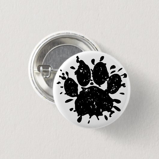 Falsche Schwarz-Paint-Spritzer-Dog-Paw drucken Button (Vorne & Hinten)