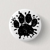 Falsche Schwarz-Paint-Spritzer-Dog-Paw drucken Button (Vorderseite)