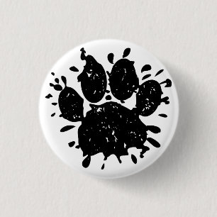 Falsche Schwarz-Paint-Spritzer-Dog-Paw drucken Button