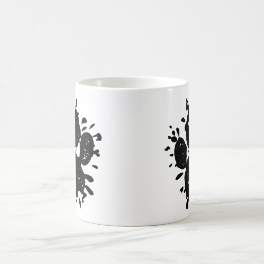 Falsche Schwarz-Paint-Spritzer-Dog-Paw drucken Kaffeetasse (Mittel)