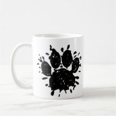Falsche Schwarz-Paint-Spritzer-Dog-Paw drucken Kaffeetasse (Links)