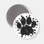 Falsche Schwarz-Paint-Spritzer-Dog-Paw drucken Magnet (Vorderseite/Rückseite)