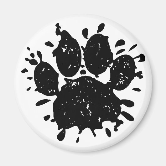 Falsche Schwarz-Paint-Spritzer-Dog-Paw drucken Magnet (Vorne)