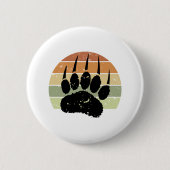 Falsche schwarze Bärenpaw Print Retro Sunset Button (Vorderseite)
