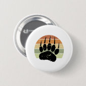 Falsche schwarze Bärenpaw Print Retro Sunset Button (Vorne & Hinten)