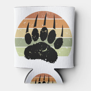 Falsche schwarze Bärenpaw Print Retro Sunset Dosenkühler