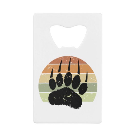 Falsche schwarze Bärenpaw Print Retro Sunset Geldbeutel Flaschenöffner (Vorderseite)