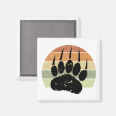 Falsche schwarze Bärenpaw Print Retro Sunset Magnet (Vorderseite/Rückseite)