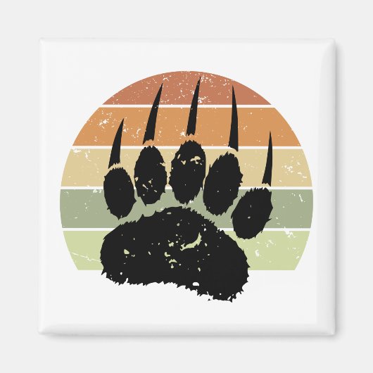 Falsche schwarze Bärenpaw Print Retro Sunset Magnet (Vorne)