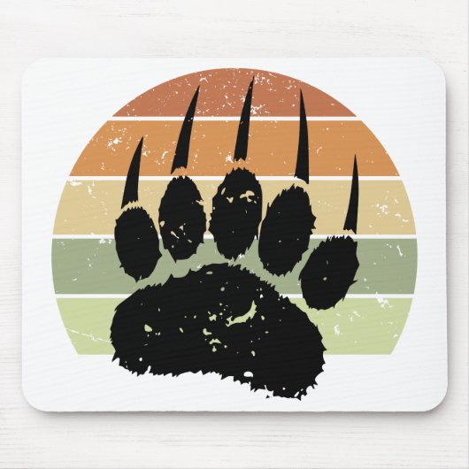 Falsche schwarze Bärenpaw Print Retro Sunset Mousepad (Vorne)