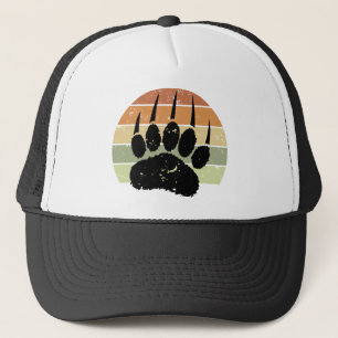 Falsche schwarze Bärenpaw Print Retro Sunset Truckerkappe