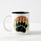 Falsche schwarze Bärenpaw Print Retro Sunset Zweifarbige Tasse (Links)