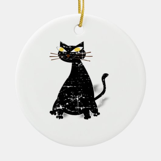 Falsche schwarze Katze Keramikornament (Vorne)