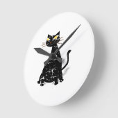 Falsche schwarze Katze Runde Wanduhr (Winkel)