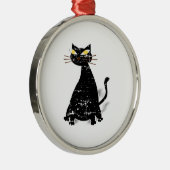 Falsche schwarze Katze Silbernes Ornament (Rechts)
