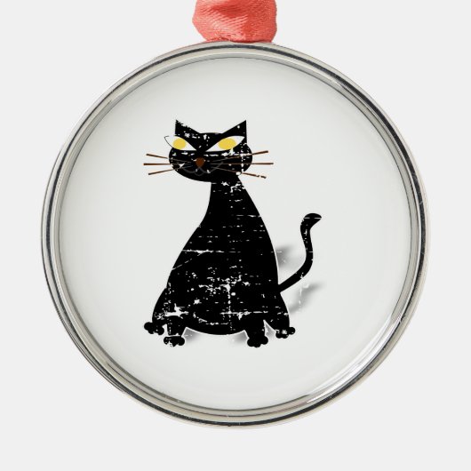 Falsche schwarze Katze Silbernes Ornament (Vorne)