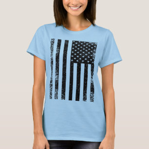 Falsche schwarze und weiße amerikanische Flagge T-Shirt