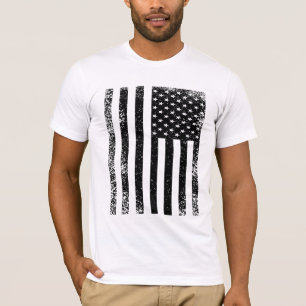 Falsche schwarze und weiße amerikanische Flagge T-Shirt