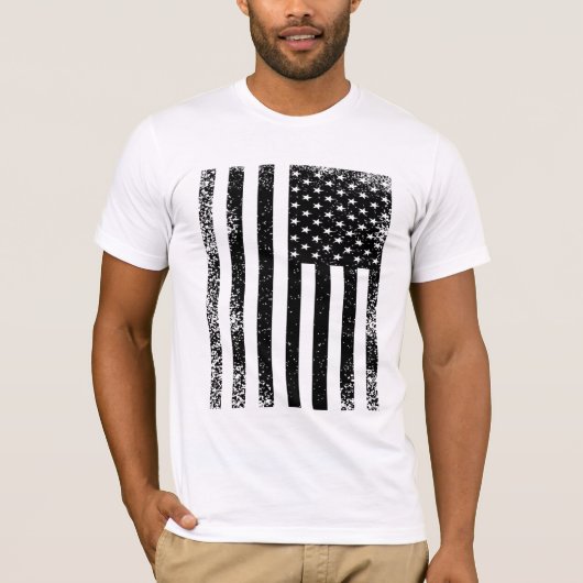 Falsche schwarze und weiße amerikanische Flagge T-Shirt (Vorderseite)