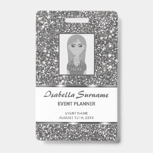 Falsche Silber-Glitter-Textur-Optik & Benutzerdefi Ausweis