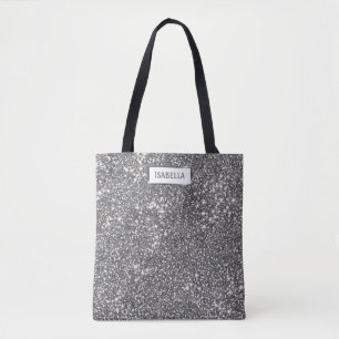 Falsche Silber-Glitter-Textur-Optik & Benutzerdefi Tasche