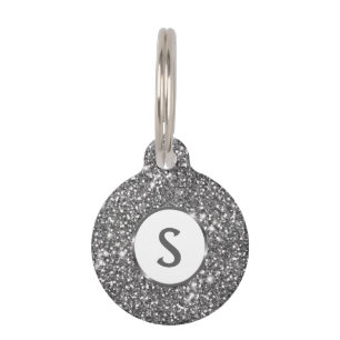 Falsche Silber-Glitter-Textur-Optik & individuelle Haustiermarke