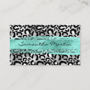 Falsche Silberfolie Leopard-Fleck Aqua-Pinselstric Visitenkarte
