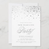 Falsche Silver Foil Confetti New Year's Eve Party Einladung (Vorderseite)