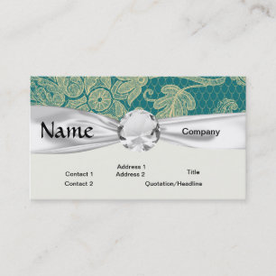 falsche Spitze teal und creme Blumen Damastmuster Visitenkarte