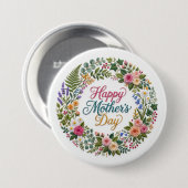 Falsche Stickerei Floral Frohen Muttertag Button (Vorne & Hinten)