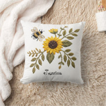 Falsche Stickerei Sonnenblume und Honigbiene