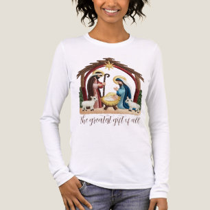 Falsche Stickerei-Weihnachtsgeschichte Religiöses  Tri-Blend Shirt