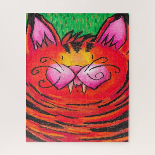 Falsche Tiger Katze in Ölgemälde Jigsaw Puzzle (Vertikal)
