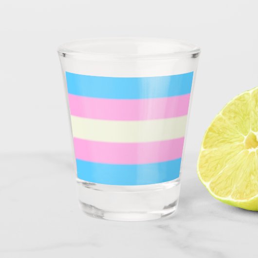 Falsche Trans-Pride-Flagge Schnapsglas (Vorderseite)