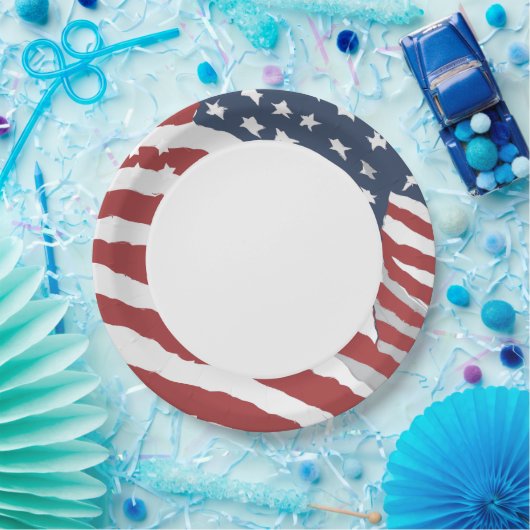 Falsche US-Flagge mit Weißem Zentrum Pappteller (Party)