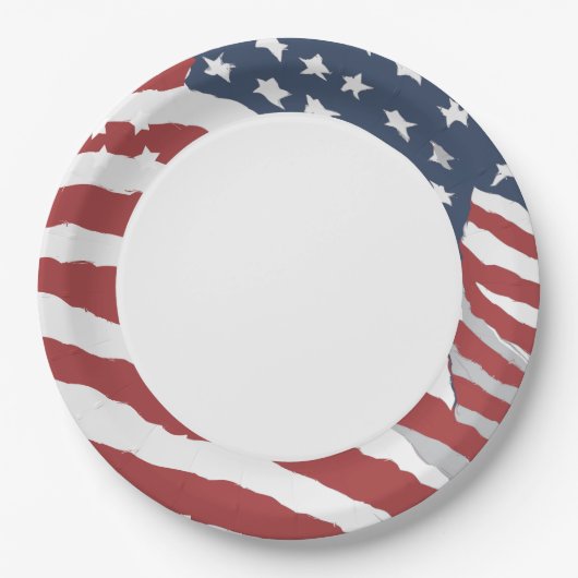 Falsche US-Flagge mit Weißem Zentrum Pappteller (Vorderseite)