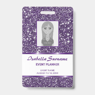 Falsche violette Glitter-Textur & eigenes Foto & T Ausweis