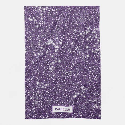 Falsche violette Glitter-Textur-Optik mit individu Geschirrtuch (Vertikal)