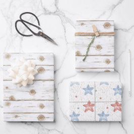 Falsche Weiße Holz-Seestern-Weihnachten  Geschenkpapier Set