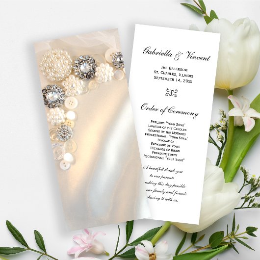 Falsche weiße Perlen-Diamantknöpfe Hochzeitsprogra Programm