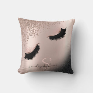 Falsche Wimpern Schwarz Glitter Diamanten Roségold Kissen
